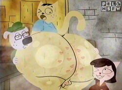 2026 a_kitty_bobo_show anthro ass balls big_butt black_hair blue_clothing blue_shirt blue_topwear butt_focus clothing digital_drawing_(artwork) digital_media_(artwork) domestic_cat eyewear felid feline felis freckled_face freckles genitals glasses green_clothing green_hat green_headwear group hair hand_on_butt hat head_on_butt headgear headwear kiss_mark kiss_mark_on_butt kitty_bobo maggie_(kitty_bobo) male mammal one_eye_closed open_mouth paul_dog pelnsfw penis raised_tail rear_view shirt signature small_penis tail thick_thighs topwear trio vhs_filter wearing_glasses