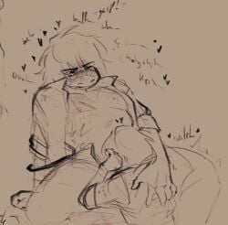 ambiguous_gender anthro comic comic_panel continuation deltanoir deltarune exposed_torso female human kissing kris_(deltarune) licking_pussy semi_nude sketch suggestive susie_(deltarune) thelostmoongazer undertale_(series) undertale_au