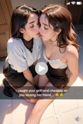 2girls after_fellatio after_oral ai_generated caption cheating cheating_female cheating_girlfriend cuckold cum cum_on_body cum_on_face english_text facial fellatio female female_focus kill lesbian_couple lesbian_kiss message netorare ntr oral original original_character phone_screen snapchat social_media taliredmint text yuri