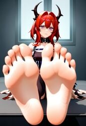 ai-generated ai_generated arknights feet foot_fetish laevatain_(arknights_endfield) soles surtr_(arknights)