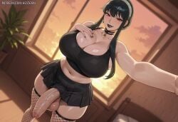 1futa aesterai ai_generated bangs big_breasts big_penis black_hair black_lips black_lipstick black_nails black_skirt breasts choker cleavage curvy erect_penis erection fishnet_legwear fishnet_stockings fishnets foreskin futa_only futa_sans_pussy futanari goth goth_futa goth_girl hand_on_breast hi_res high_resolution highres huge_breasts huge_cock hung_futa imminent_fellatio imminent_oral lipstick long_hair looking_at_viewer mature_female mature_futa midriff miniskirt navel pendant penis penis_peek penis_poking_out pent_up pleated_skirt red_eyes room saggy_balls seductive seductive_look seductive_smile selfie sidelocks skirt smile smirk spy_x_family stockings sunset tank_top testicles thick_thighs thighhighs throbbing_penis uncircumcised unretracted_foreskin wide_hips yor_briar