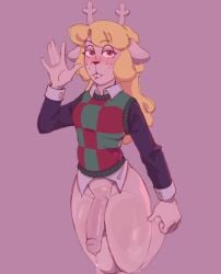 anthro antlers artist_request big_penis complexjester deer deer_girl deltarune dick dickgirl doodle female female_only furry futa_only futanari noelle_holiday semi_nude simple_background trans_woman transfem twitter_link