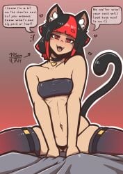 1girls 2d blush cat_ears cat_tail catgirl choker english_text female female_only hearts looking_at_viewer quin-nsfw small_breasts smile solo tagme tail text vivi_(quin-nsfw)