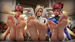 d.va feet foot_fetish genji kenaga kenuwu kiriko_(overwatch) mercy overwatch