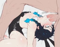 ai_generated blowjob blowjob_face cum cum_in_mouth femboy forced genshin_impact meupfem motion_lines naughty_face otoko_no_ko rolling_eyes sissy size_difference sweat sweatdrop sweating tagme venti_(genshin_impact) yaoi