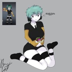 1girls artist_signature burningcat80 clothed english_text female female_only food land_of_the_lustrous phosphophyllite reference_image roblox roblox_avatar robloxian sandwich_(food) self_upload tagme text tomboy