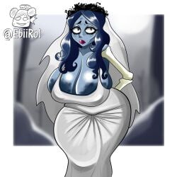 areola blue_body blue_eyes blue_hair blue_skin breasts bride corpse corpse_bride corpse_fuck ebiirol emily_(corpse_bride) massive_breasts massive_thighs monster_girl nipples nipples_visible_through_clothing nsfw tiddies tiddies_bigger_than_head
