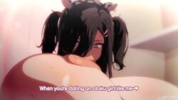 1boy 1girls 2d areolae bangs_over_eyes black_hair breast_grab breast_squeeze breast_sucking breasts breasts_bigger_than_head breasts_out cow_bikini cow_print cow_print_bikini crop_top english english_text female female_masturbation gigantic_breasts gooner_girl grabbing_breasts grabbing_own_breast ioxat longer_than_10_seconds longer_than_30_seconds male masturbation micro_bikini nipples no_sound original_character panties self_breast_sucking shorter_than_one_minute shortstack squirting tagme thick_thighs twintails vibrator video