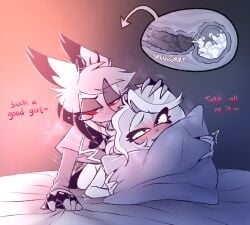 2025 alastor_(hazbin_hotel) animal_humanoid anthro antlers bed blush blush_lines bodily_fluids breath cervical_contact cervine charlie_morningstar charlie_morningstar_(hazbin_hotel) cum cum_in_uterus cum_inside deer deer_demon deer_humanoid demon duo face_on_pillow female furniture genital_fluids genitals hand_on_head hazbin_hotel hellaverse hi_res horn humanoid humanoid_genitalia humanoid_penis impregnation impregnation_request infidelity internal internal_vaginal male male/female mammal mammal_humanoid nomifae onomatopoeia penis pillow shaking sound_effects text trembling trembling_for_pleasure uterus vaginal_penetration