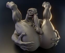 3d_(artwork) alien anthro anus ass balls digital_media_(artwork) erection feet fingers genitals halo_(series) hi_res humanoid_genitalia humanoid_penis lying male male_only microsoft no-name-no-problem nude on_back open_mouth open_smile penis sangheili simple_background smile solo spread_legs spreading teeth tongue tongue_out vein veiny_penis xbox_game_studios