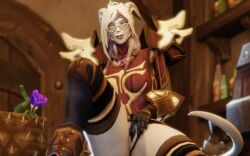 1girls 3d armored_female blender clothed draenei female female_focus female_only glowing_eyes glowing_symbol horns indoor inviting inviting_viewer legs_apart lightforged_draenei notablyfishy panties_aside pauldrons player_character pussy showing_off showing_pussy solo solo_female spread_pussy tail tavern tendrils thigh_highs thighhighs warcraft white_hair world_of_warcraft