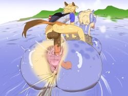 anal anal_sex animal_genitalia animal_penis anthro ass big_butt big_penis bodily_fluids duo ejaculation equid equine equine_genitalia equine_penis female from_behind_position generation_1_pokemon genital_fluids genitals huge_butt huge_cock huge_hips lapras larger_female male male/female mammal nintendo partially_submerged penetration penile penile_penetration penis penis_in_ass perching_position pokemon pokemon_(species) runewoof sex size_difference small_dom_big_sub smaller_male tongue tongue_out vaginal_fluids vaginal_squirting vulva water wide_hips