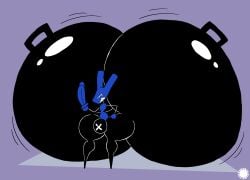 aliasing animate_inanimate anthro artist_logo artist_name ass bar_emanata big_ass big_butt blue_body bubble_butt bulge burpbun butt butt_expansion colossal_ass curvy_figure digital_media_(artwork) dildo emanata enormous_ass expansion femboy geometric_background gigantic_ass glistening glistening_butt grin hi_res holding_melee_weapon holding_object holding_sword holding_weapon huge_ass huge_butt hyper hyper_ass hyper_butt inflatable lagomorph large_ass leporid living_inflatable logo looking_at_viewer male mammal massive_ass melee_weapon rabbit sex_toy signature simple_background small_waist smile solo sword text thatdawgmurray thick_thighs wasp_waist weapon wide_hips x_symbol