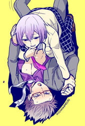 2boys art art_(hamatora) blush hamatora male_only multiple_boys murasaki_(hamatora) naughty_face restrained size_difference tagme undressing yaoi