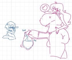 1boy 1futa ass_bigger_than_head big_ass big_breasts big_penis blush boyfriend boyfriend_(friday_night_funkin) breasts_bigger_than_head bulge bulge_through_clothing canon_couple condom condom_balloon condom_filling condom_on_penis cum cum_on_comdom cumming_in_condom fat_ass friday_night_funkin futanari girlfriend_(friday_night_funkin) heart_symbol hourglass_figure hourglass_figured_futa huge_ass huge_cock large_breasts looking_at_partner looking_at_partner's_penis shocked sketch smaller_male sweat sweatdrop sweating sweaty_body taller_female thick_thighs thighhighs thighs toastingfishies veiny_penis