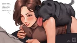 1girls 1male 1man bestiality_impregnation black_dog blowjob brown_eyes brown_hair canine cucked_by_beast doggy_style domestic_dog felatio female female_on_feral feral_on_female feral_penetrating feral_penetrating_female feral_penetrating_human human_penetrated interspecies interspecies_sex literal_doggy_style lupaningyo mammal short_hair simple_backround small_penis smiling smiling_at_another smirk smirking_at_another spit_trail sweater tagme teasing teasing_penis tongue_out white_background zoophilia