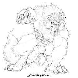 1:1 abs absurd_res animal_genitalia animal_penis anthro ball_tuft balls barazoku bodily_fluids body_hair canid canine canine_genitalia canine_penis cheek_tuft chest_tuft crazydrak drooling erection facial_tuft fangs genital_fluids genitals hairy_balls hi_res knee_tuft knot leg_tuft looking_at_viewer male mammal monochrome muscular muscular_anthro muscular_male mythological_canine mythological_creature mythology neck_tuft nipple_piercing nipples nude open_mouth pecs penis piercing precum precum_squirt saggy_balls saliva saliva_string sharp_teeth simple_background solo teeth tongue tongue_out tuft vein veiny_penis werecanid werecanine werecreature werewolf