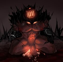 bara big_bottom big_bottom_small_top big_dom_small_sub big_nipples big_pecs big_penis bite_mark_on_breast blush_lines chains cum_dripping cum_dripping_from_penis dubcon dubious_consent flanco gay human_on_non-human humanoid male muscular muscular_male non-human original_character penis penis_on_face salivating screaming small_sub_big_dom smaller_penetrating_bigger veiny_penis yaoi