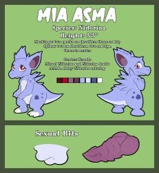 2022 animal_genitalia balls erection fan_character female generation_1_pokemon genitals gynomorph hi_res intersex kerilyn knot knotted_penis looking_at_viewer mia_(kerilyn) nidorina nidorino nintendo penis pokemon pokemon_(species) red_eyes reference_image ribbed_penis sheath shiny_pokemon slightly_chubby solo solo_focus spikes trans_(lore) trans_woman_(lore) unusual_anatomy unusual_genitalia unusual_penis