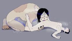 belly_bulge cunnilingus cunnilingus_during_penetration feet frankenstein frankenstein's_monster monster naked opals tongue tongue_fucking trans_male trans_man transmasc victor_frankenstein