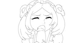 animated bloody_marie blowjob clothing fellatio female gif monochrome oral oral_sex papershounen penis skullgirls sucking sucking_penis tongue