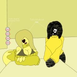 2girls 4boys amy_(ghost_humper) arms_crossed arms_crossed_under_breasts arms_under_breasts backrooms backrooms_creature bacteria_(backrooms) before_sex bent_over black_body clothed_female clothing female ghost_humper hands_together level_0_(backrooms) looking_at_ass looking_at_girl male may_(ghost_humper) oc partygoer_(the_backrooms) pre_sex red_eyes self_upload shiny_skin short_dress short_hair talking very_short_skirt visible_ass visible_bra visible_breasts visible_butt white_eyes yellow_body yellow_clothing yellow_hair