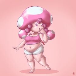 1:1 1girls alternate_version_available anthro bare_shoulders barefoot big_thighs breasts cajarito chubby chubby_female cleavage clothed clothing cute female female_only light-skinned_female light_skin mario_(series) medium_breasts midriff mob_face mushroom mushroom_humanoid nintendo nipples nipples_visible_through_clothing no_nose open_mouth pale-skinned_female pale_skin pink_background pink_hair pink_topwear red_vest short shorts shortstack simple_background slightly_chubby smooth_skin solo thick thick_hips thick_thighs toadette topwear twintails vest white_shorts wide_hips