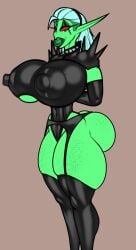 erect_nipples erect_nipples_under_clothes female green_body green_skin huge_ass huge_breasts huge_butt lord_dominator monster monster_girl nipple_bulge nipples nolollygagging pointy_ears smile solo underboob wander_over_yonder
