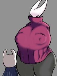 artist_request cape chubby chubby_female covered_nipples grey_background helmet hollow_knight hornet_(hollow_knight) horns huge_breasts hummerh194 insect_girl inverted_nipples mask masked masked_female nipples_visible_through_clothing puffy_nipples simple_background thick_thighs