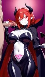 1boy1girl ai ai_art ai_generated big_breasts cloak cum cum_drip cum_on_body cum_on_breasts cum_on_face cum_on_penis cumshot cute_face dabossg demon demon_girl demon_horns demon_humanoid demon_tail demoness femdom grin grinning handjob horn horns horny large_breasts latex latex_armwear latex_bodysuit latex_clothing latex_gloves latex_legwear latex_skinsuit latex_stockings latex_suit latex_thighhighs medium_hair milford mommy mommy_dom mommy_kink mommy_milkers mommydom orgasm orgasm_from_handjob pointed_ears pointed_tail red_eyes red_hair smile smiling succubus succubus_costume succubus_outfit succubus_tail succubus_tattoo tail white_skin wrath_(dabossg)