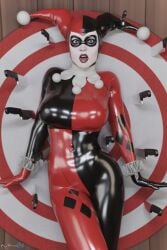 dochaunt24 female harley_quinn harley_quinn_(classic) harley_quinn_(series) injustice_2 latex latex_clothing rubber