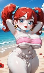 ai_generated armpits beach big_breasts blue_eyes blush breasts chel_(cosplay) cosplay dreamworks freckles freckles_on_face hips looking_at_viewer mob_entertainment pixai poppy_(poppy_playtime) poppy_playtime red_hair red_lipstick shortstack smile smiling smiling_at_viewer sweat sweatdrop sweaty sweaty_body sweaty_breasts tagme the_road_to_el_dorado thick_thighs thighs urikoito white_skin wide_hips