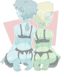 back_view big_ass big_breasts big_butt big_thighs big_titties cartoon_network curvaceous curvaceous_female curvaceous_figure curvy curvy_figure curvy_hips female female_focus female_only foot_fetish grey_skin lapis_lazuli_(steven_universe) lenceria lencerie lingerie peridot_(steven_universe) short_hair shortstack steven_universe tumorterrors yellow_hair