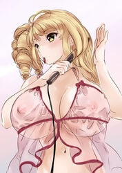 babydoll breasts drill_hair female huge_breasts koyama_mai lingerie nipples ore_no_nounai_sentakushi_ga_gakuen_love-comedy_wo_senryoku_de_jama_shiteru reikadou_ayame see-through