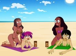 4girls anoneysnufftan applying_sunscreen batman_(series) beach beach_towel bikini black_hair blonde_hair brown_hair carmelita_aves cartoon_network connie_maheswaran crossover dark-skinned_female dark_skin dc_comics disney_channel el_tigre embarrassed female female_only glasses harley_quinn humiliation imminent_death killer_lotion long_hair lotion_bottle massage mother_and_daughter murder nickelodeon ophelia_ramirez peril picture_in_picture priyanka_maheswaran punishment purple_hair rubbing sand short_hair snuff star_vs_the_forces_of_evil steven_universe summer sunbathing swimsuit the_life_and_times_of_juniper_lee towel voltura warning