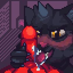 2d_animation animated anthro blush bodily_fluids digital_media_(artwork) domestic_cat duo edging felid feline felis fellatio genitals glowing glowing_eyes invalid_background loop male male/male mammal masturbation nightowl0090 oral penile penis pixel_(artwork) pixel_animation saliva saliva_on_penis sex simple_background