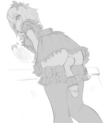ass black_and_white buddy_(buddies) cock_ring futanari intersex large_penis maid pointy_bean ribbon