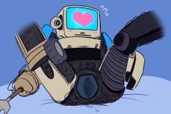 a24 blush cl0ckability cool_blue_(y2k) digital_media_(artwork) heart pussy pussy_juice robot robotic tv_head wires y2k_(movie)