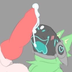 animal_genitalia animal_penis anthro blush bodily_fluids bread_stix canine_genitalia canine_penis cum cum_on_face genital_fluids genitals hi_res machine male penis protogen solo