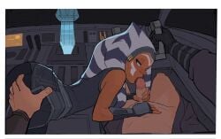 1boy 1girls 2d ahsoka_tano alien_girl amugea anakin_skywalker clone_wars interspecies light-skinned_male oral oral_sex pov pov_eye_contact star_wars