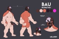 2022 5_fingers absurd_res akita american_akita anthro artist_name ass barefoot bau_(melaisen) black_nose bottomwear brown_body brown_face brown_fur brown_hair brown_nipples brown_penis bust_portrait canid canine canis character_name chart chibi clothing color_swatch countershading digital_drawing_(artwork) digital_media_(artwork) domestic_dog feet fingers full-length_portrait fur genitals glans grey_background hair height_chart hi_res hindpaw humanoid_genitalia humanoid_hands humanoid_penis male male_anthro mammal melaisen model_sheet multicolored_body multicolored_fur multicolored_hair nipples nonbinary_(lore) nude_anthro nude_male orange_body orange_fur orange_tail pants paws penis pink_hair portrait red_glans simple_background smile solo spitz tail tan_body tan_butt tan_countershading tan_feet tan_tail teeth text two_tone_hair two_tone_tail