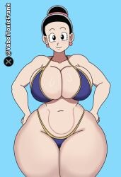 1girls bikini chichi chichi_(majin_buu_saga) dragon_ball dragon_ball_super female female_only hands_on_hips huge_ass huge_breasts looking_at_viewer mature_female milf self_upload thick_ass thick_thighs tight_clothing voluptuous voluptuous_female yaboitoxicfrank