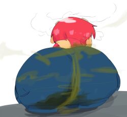 1girl big_ass farting farting_at_viewer female jeans lamb lammy_lamb novacartridge_(artist) parappa_the_rapper red_hair red_shirt short_horns tan_fur