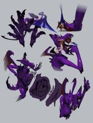 2022 80sarchosaur absurd_res anthro avian belly big_belly bird duo genitals hi_res male male_pred metroid nintendo oral_vore overweight owl penis purple_body ridley simple_background vore wings