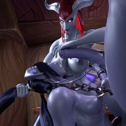 1futa 3d animal_genitalia_on_humanoid bad3d blue_hair bondage chains draenei draenei_futa female futanari horsecock horsecock_futa horsecock_on_humanoid intersex lock penis pierced_nipples red_hair world_of_warcraft