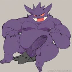 ai_generated chubby dominant domination domination/submission evil_grin facesitting forced forced_facesitting gay gay_domination gengar huge_cock pokemon pokemon_(species) pokephilia sitting sitting_on_another sitting_on_face sitting_on_person
