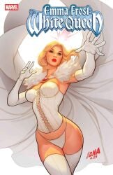 blonde_female blonde_hair blue_eyes breasts comic comic_cover david_nakayama emma_frost female hellfire_club large_breasts lingerie marvel marvel_comics official_art thick_thighs white_queen wide_hips x-men