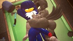 3d_(artwork) accipitrid accipitriform anthro anus armada_(artist) ass avian balls bar beak bedroom_eyes big_butt big_penis bird blue_body bodily_fluids corvid corvus_(genus) crow cum cum_drip cum_from_penis cum_from_pussy cum_in_pussy cum_inside digital_media_(artwork) dripping duo fan_character feathers female garry's_mod genital_fluids genitals grey_body hi_res humanoid inside juicyducksfm long_penis male male/female muscular muscular_male narrowed_eyes oscine passerine penis sarah_dellen sarah_the_crow seductive sega sex smile smiling_at_another smiling_at_each_other smiling_at_partner sonic_(series) sonic_the_hedgehog_(series) tail tail_feathers thunder_(juicyducksfm) yellow_eyes