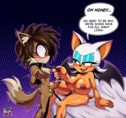 2025 absurd_res accessory alejandro_(xolotl_59) anthro bat bat_wings bed bedroom_eyes big_breasts bodily_fluids bound breasts brown_body brown_eyes brown_fur brown_hair canid canine canis canon_x_oc cock_ring collar collar_only digital_drawing_(artwork) digital_media_(artwork) duo english_description english_text erection female fur furniture genitals green_eyes hair hands_behind_back hands_tied hi_res humanoid humanoid_genitalia humanoid_penis jewelry male male/female mammal membrane_(anatomy) membranous_wings narrowed_eyes nervous nervous_smile nervous_sweat nude nude_female penis penis_accessory penis_jewelry procyon_star rouge_the_bat seductive sega shy signature simple_background smile smiling_at_another smiling_at_each_other sonic_(series) sonic_the_hedgehog_(series) speech_bubble spread_wings submissive submissive_male sweat tan_body tan_skin text wings wolf