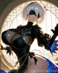 ai_generated blindfold nier:_automata nier_(series) white_hair yorha_2b